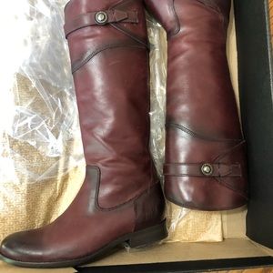 Frye Molly Button Leather boots, wine color